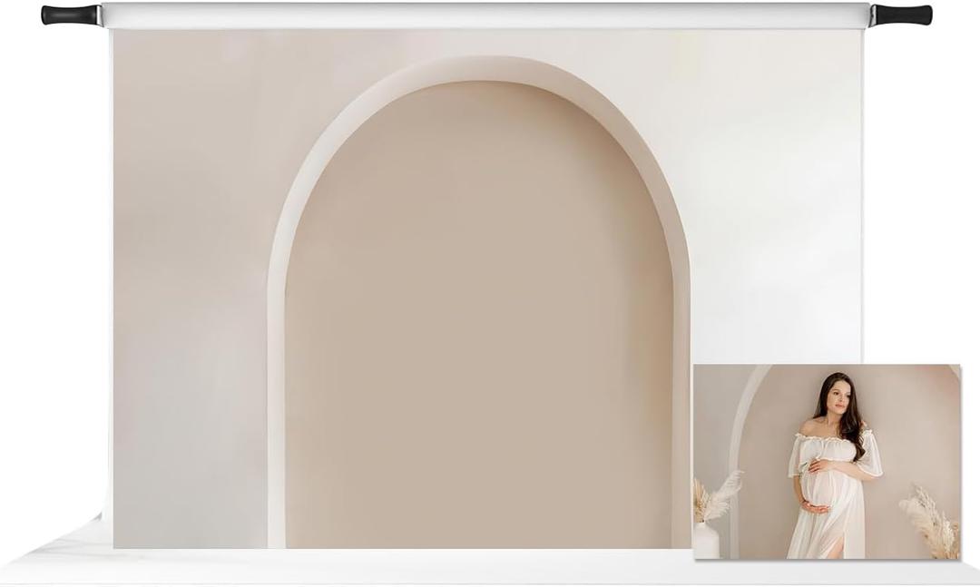 Kate 7x5ft Cream Maternity Backdrop White Arch Wall Backdrop Art Wall Photography Background Portrait Photo Fabric Props