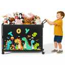 BBLIKE Toy Box for Kids - 200L Extra Large Toy Chest Storage with Wheels for Boys and Girls, Toy Organizer Bin for Stuffed Animals, Toy Basket for Bedroom, Nursery, Living Room, Playroom, Black