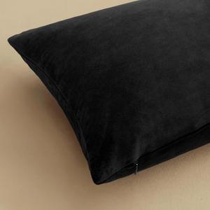 MIULEE Velvet Soft Solid Decorative Square Throw Pillow Cover Cushion Case for Sofa Bedroom Car 20 x 20 Inch 50 x 50 Cm (Black)
