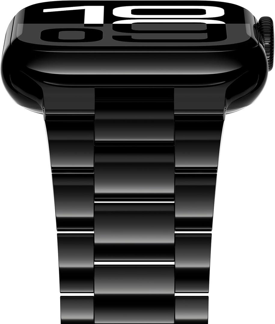 iiteeology Lightweight Stainless Steel Band Designed for Apple Watch 46mm/Ultra 3/Ultra 2/45mm/44mm/42mm(series 3) Replacement iWatch Bands for Men & Women,Jet Black