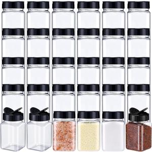 Mimorou 30 Pack Plastic Spice Jars with Shaker Lids Clear Seasoning Containers Spice Bottles for Kitchen Storing Spice Herbs Seasoning Powders(Triangle,12.2 oz)