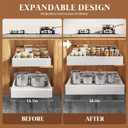Seinloes 4 Pack Expandable Pull Out Cabinet Organizer 21"Deep With Raising Pad for Framed Cabinets,Upgrade 3 Slide Rails Slide Out Drawers,No Drill Roll Out Shelves,Adjustable Width 15.1"-26.3" White
