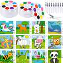 Lincia 12 Set Pre Drawn Canvas Kit for Painting for Kids Adults Paint and Sip Canvas Pre Drawn Set for Valentine Party Favor DIY Gifts(Mixed Animals)