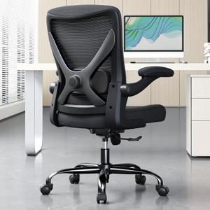 Ergonomic Office Chair with Lumbar Support - Adjustable Computer Desk Chairs for Home Office, Gaming, and Work - Comfortable and Supportive Desk Chairs for Adults (Black), Medium