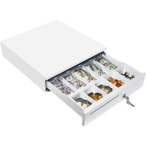 MUNBYN White Cash Drawer, 16" Heavy Duty Cash Register for Point of Sale (POS) System, 5 Bill/5 Coin, Removable Coin Tray, RJ11/RJ12 Interface 2 Key-Lock, Works for Square Business, Money Drawer