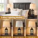 25" Farmhouse Black Table Lamps Set of 2 for Bedroom Living Room