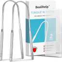 2 Pack Tongue Scraper, 100% Surgical 304 Stainless Steel Tongue Cleaner for Adults And Kids, Professional Tongue Brush for Oral Care, Improve Bad Breath and Fresh Breath