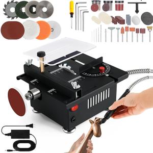 Mini Small Multi-Functional Table-Saw - Portable Crafts Table Saw Speed Angle Cutting Depth Adjustable Cutting Sanding Engraving for Wood Acrylic PCB Plastic (Black)