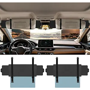 Veharvim Sun Visor Extender for Car (Polarized, UV400, PC Lens, 2 Side Sunshade), Car Visor Extender Sun Blocker, Visor Extender Attachment, AntiGlare for Safe Driving