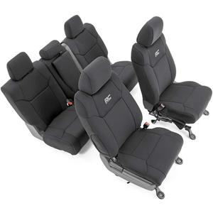 Rough Country Neoprene Seat Covers for Toyota Tundra Crew Cab (2014-2021) - Waterproof & UV Resistant, Foam Padded, Front & Rear Seat Cover Set
