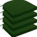 Wellsin Outdoor Chair Cushions for Patio Furniture - Patio Chair Cushions Set of 4 - Water Resistant Round Corner Outdoor Seat Cushions 17"X16"X2", Forest Green