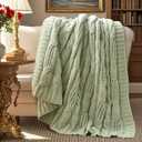 Amlie Home Chunky Knit Throw Blanket, Dual-Sided Soft Chenille Breathable Cable Knitted Blanket for Couch, Farmhouse Decorative Throw for Sofa & Chair, 50"x60", Sage Green