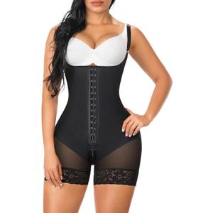 YIANNA Fajas Colombianas Shapewear for Women Tummy Control Post Surgery Compression Garment with Zipper Crotch (Small, Black)