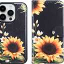 LUMARKE Designed for iPhone 13 Pro Wallet Case - Detachable Flip Folio Cover - RFID Blocking 4 Card Slots Holder - Premium Leather Magnetic Kickstand - Protective Phone Case 6.1", Sunflowers