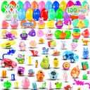 100 Pack Prefilled Easter Eggs with Toys Inside,Plastic Eggs Fillers, Easter Basket Stuffers, Party Favors Supplies, Classroom Prizes Bulk Toys, Easter Hunt Gifts