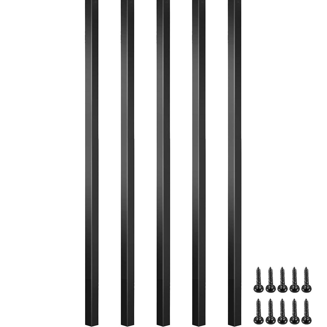 101 Pack 32" Iron Balusters, 3/4" Square Hollow Straight Metal Baluster for Decks Porch Stair Balcony Black Aluminum Spindles (101, 32 inch)