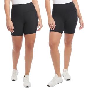 Danskin Womens 2 Pack Midweight Bike Short (US, Alpha, Medium, Regular, Black Salt Rib/Black Salt)