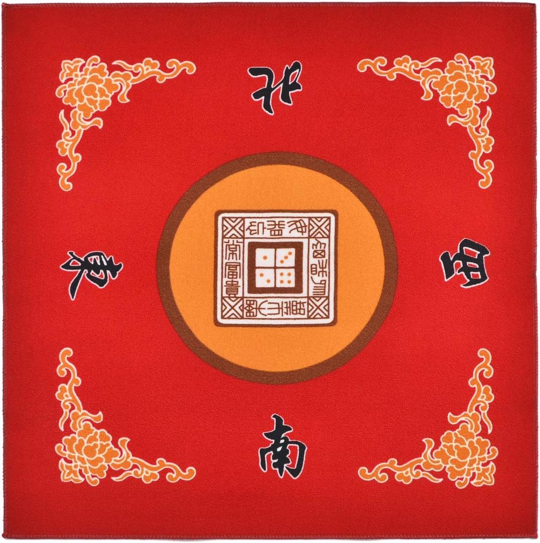Universal Mahjong/Paigow/Poker/Dominos/Game Table Cover,Slip Resistant Mat(Red) 31.5" x 31.5"(80cm x 80cm)