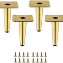 SWTOOL Gold Metal Furniture Legs Heavy Duty Straight Furniture Feet DIY Modern Replacement Legs for Cabinet Sofa Couch Chair-Set of 4 (Gold, 4")