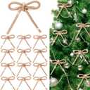 12 Pcs 3.2''x2.8'' Gold Glitter Christmas Bows Ornaments with Clip Metal Shiny Christmas Tree Decorations Bows for Wreath Garland Xmas Party Decorations Wedding Baby Shower Home Indoor Outdoor