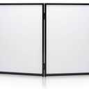 Pyle DJ Booth Foldable Cover Screen - Portable Event Facade Front Board Video Light Projector Display Scrim Panel with Folding Steel Frame Panel Stand, Stretchable Lycra Spandex - PDJFAC10 (White)