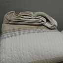 Andency King Size Quilt Set Beige, 3 Pieces Beige Ultra Soft Lightweight Bedspreads & Coverlets Set, Patchwork Striped Quilted Bedding Sets for All Seasons (1 Quilt, 2 Pillow Shams)