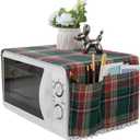 Christmas Microwave Dust Cover, Dust Cover Microwave Oven Cover Microwave Machine Protector Decorative Kitchen Appliance Cover for Christmas Decoration(Deep Red)