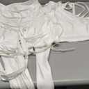 WOKANSE Women's Sexy 2 Piece Outfits Irregular Sleeveless Tank Top Solid Lace Up Split Bodycon Pants Set (Large, White)