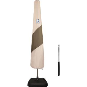 HAMLER Patio Umbrella Cover, Heavy Duty Waterproof Market Parasol Umbrella Covers with Zipper & Telescopic Rod, Outdoor Market Umbrella Cover Fits 7ft to 11ft Garden Umbrella, Brown & Beige (Market-77H x 20DIA inch)