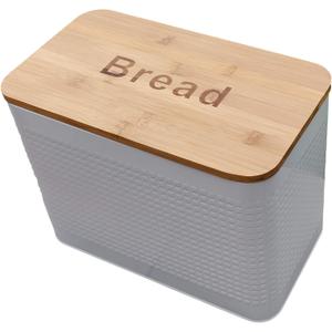 Premium Present White Large Bread Box with Bamboo Lid – Kitchen Storage Bin, Breadbox Basket, Countertop Organizer, Tin Container – Stylish Kitchen Decor