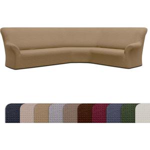 COVER QUEEN Corner Sectional Couch Cover for Large L-Shaped Sofa, 1-Piece Washable Stretch Slipcover, Furniture Protector, Pet Friendly for Dogs and Cats, Gallant, Beige, Corner Sofa