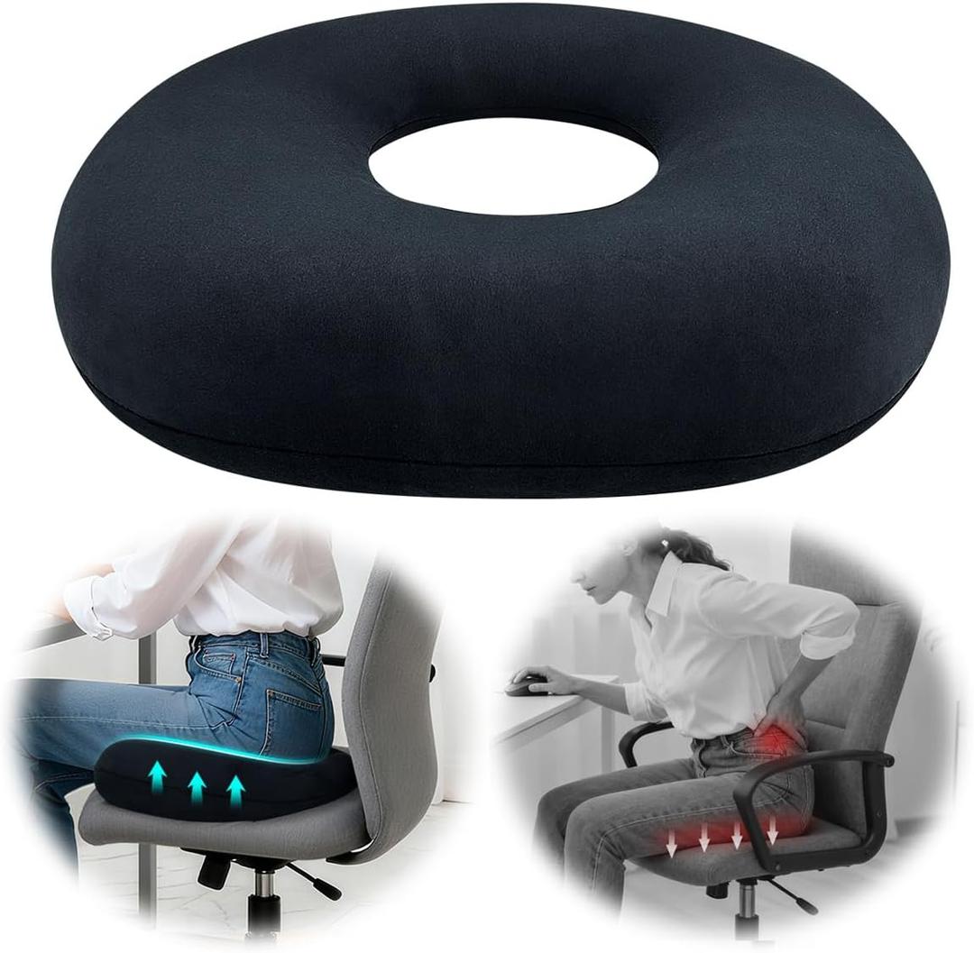 AOSSA Bed Sore Cushions for Butt, Bedsore Pressure Relief Donut Seat Cushion, BBL Pillow After Surgery for Sleeping, Long Sitting, Medical Pressure Ulcer Prevention Pad (Black)