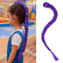 26 inch Long Purple Braid Ponytail Pre Stretched Purple Hair Extensions for Braids Easy Clip in Ponytail for Cosplay Halloween Costume