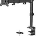 HUANUO Single Monitor Mount, Monitor Arm for 13-32 Monitors up to 17.6 lbs, Adjustable Stand with 16 Max Height, Desk Mount with C-Clamp and Grommet Base, VESA 75x75mm or 100x100mm
