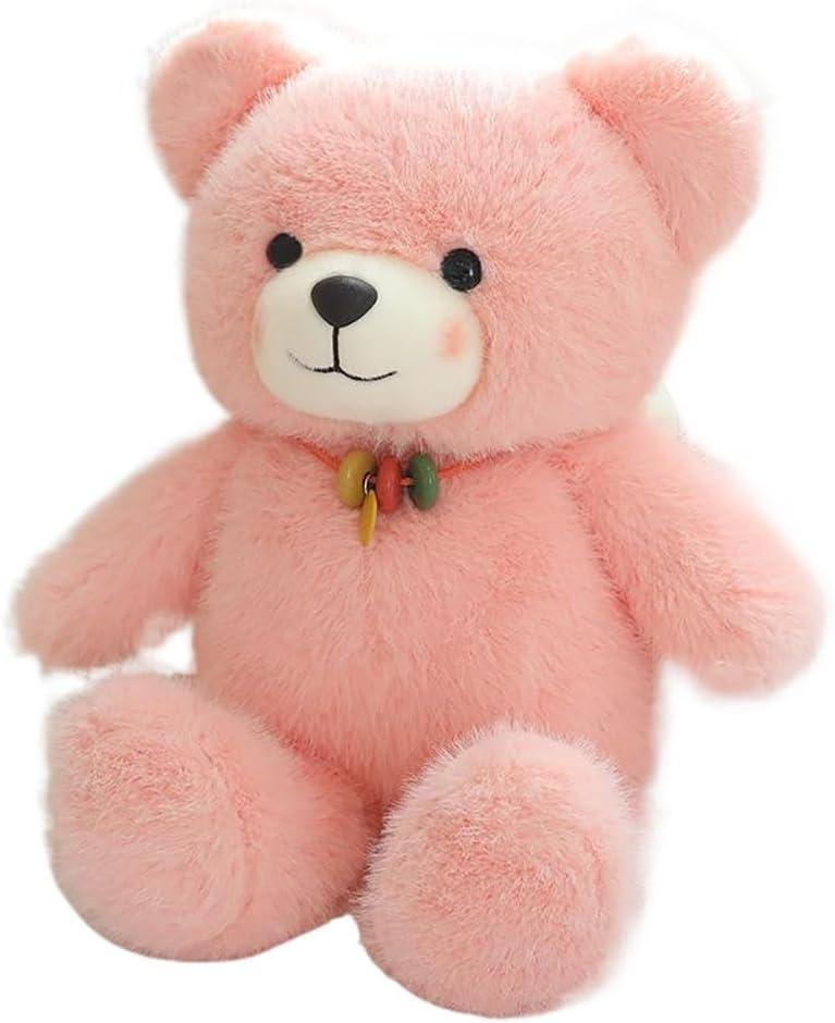 12inch Teddy Bear Stuffed Animal with Necklace, Soft Teddy Bear Plush Toys, Birthday Xmas Gifts for Kids (Pink)