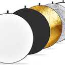 43"/110cm Photography Reflector with Stand & Clamp, Collapsible Light Reflector with Bag 5 in 1 Multi Disc Translucent/Silver/Gold/White/Black Photography Reflector for Studio&Outdoor Lighting