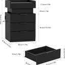 Turosur Night Stand with Gun Drawer, LED Nightstand with Charging Station, Wood Bedside Table with Hidden Storage and 3 Drawers for Bedroom, Modern Black