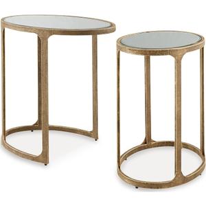 Signature Design by Ashley Irmaleigh Classic Nesting Accent Table Set with Mirrored Tabletops, Set of 2, Metallic