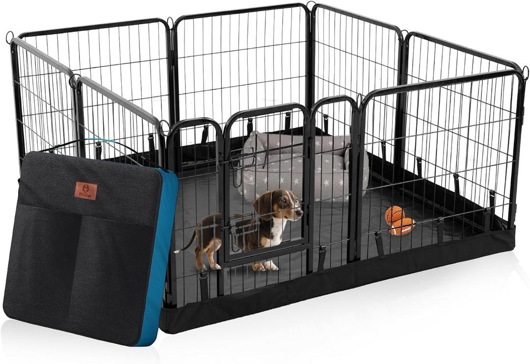 PJYuCien Dog Playpen Plus Storage Bag, 24" H 8 Panels Puppy Pen with Square Bottom, Heavy Duty Dog Fence for Puppies/Small Dogs