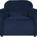 Turquoize Stretch Velvet Chair Cover Sofa Chair Covers for Living Room Armchair Cover Chair Slip Covers with Arms Chair Slipcovers with Elastic Bottom Crafted from Soft Velvet Fabric (Chair, Navy)