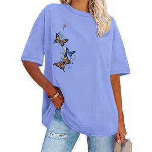 Womens Oversized Tshirt Graphic Tees Crew Neck Summer Short Sleeve Loose Fit Tops 2026 3XL