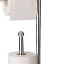 Toilet Paper Holder Stand with 7.9" Big Bamboo Tray, 2.2Lbs Heavier Marble Base, Floor Standing Paper Holder Stand with Phone Shelf, Reserve for 4 Rolls (Brushed Nickel)