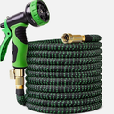 100 ft Expandable Garden Hose - Kink Free Flexible Water Hose with Thumb-Controlled 10-Function Nozzle, 3/4 Solid Connectors, Durable 3750D Fabric, 4-Layer Latex Core
