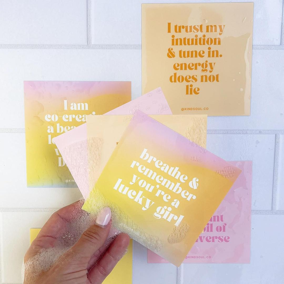 Kind Soul Shower Affirmation Cards - Positive Waterproof Affirmations for Women - Self Care Daily Mindfulness, Manifestation & Motivational Cards (Lucky Girl)