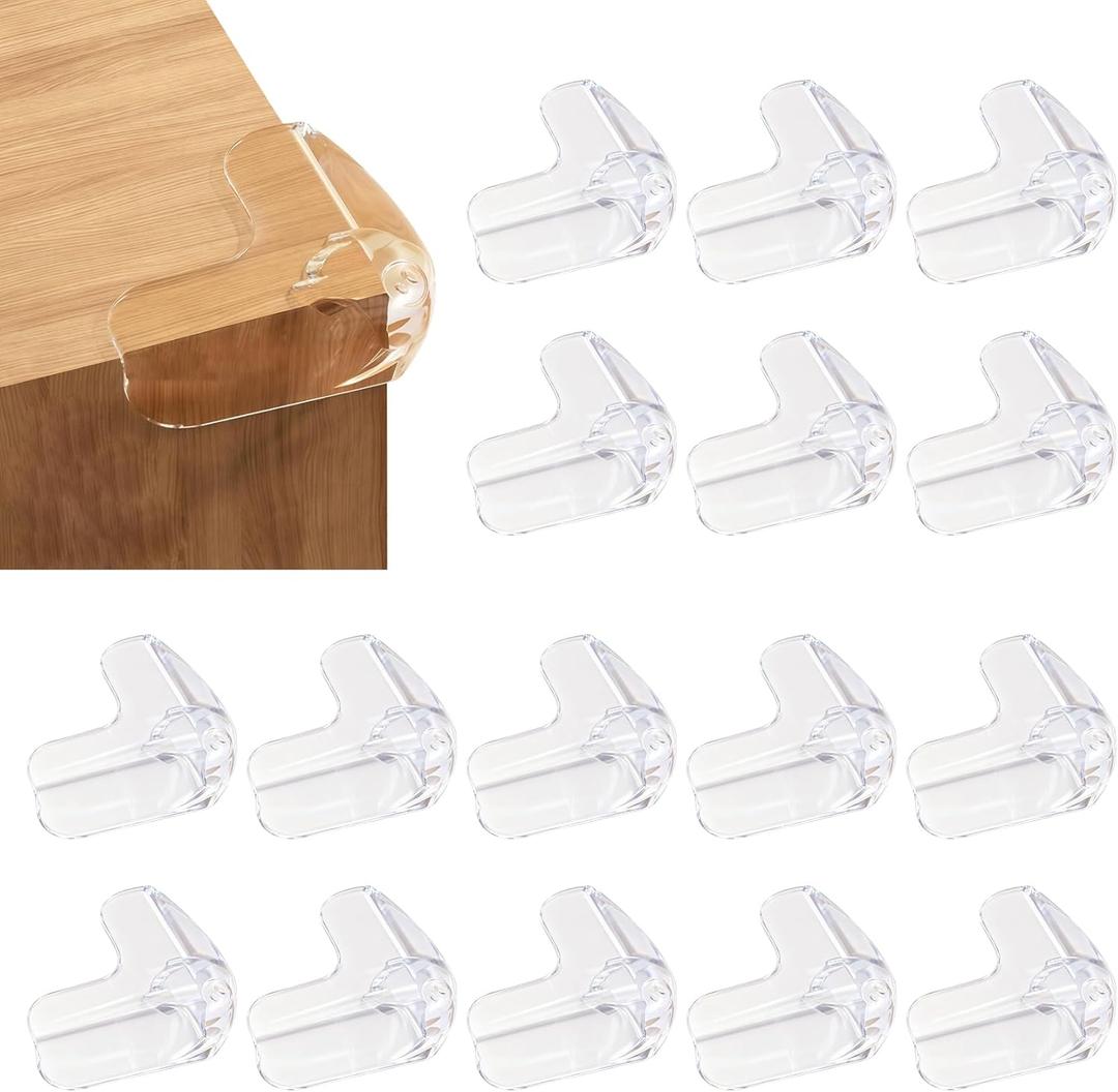 Baby Furniture Corner Protector - Soft Silicone Edge & Corner Guards,16 Pack of Transparent Bumpers for Tables, Desks, Cabinets Child Safety Essentials for Toddlers & Kids