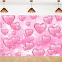 6x4ft Pink Hearts Photography Backdrop 2000s Sweet Y2K Photo Background for Valentine's Day Party Romantic Theme Decorations Photo Banner Props