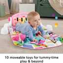 Fisher-Price Baby Playmat Glow and Grow Kick & Play Piano Gym, Pink Musical Learning Toy with Developmental Activities for Newborns 0+ Months