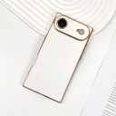 SAKUULO Case for iPhone Air Luxury Plating Gold Case for Women Girls Soft TPU Shockproof Raised Full Camera Protection Electroplate Bumper Cover for iPhone Air 6.5"- White