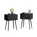 Small Black Nightstands Set of 2, Bedside Table with Fabric Drawer, Modern End Table with Metal Leg, Couch Side Table for Bedroom Living Room, Sofa, Office LNT504B