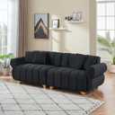 89INCH Oversized 3 Seater Flannel Sofa Couch Modern Upholstered Channel Tufted Cloud Couches Deep Seat Padded Armrests Sofa&Couch, Cozy Living Room Sectional Sofa Couch for Home Apartment Office